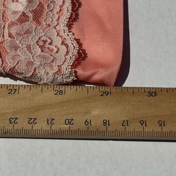 VTG Satin MCM Lace Trim Set Of 2 Coral Pillow Case 21" x 29" Glam Style *Read - Picture 7 of 7